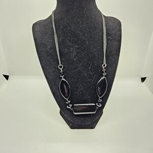 black glass beaded necklace on leather cord